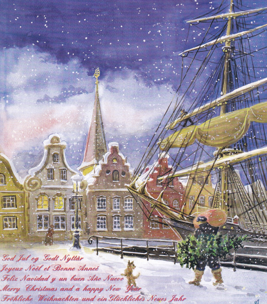 Der Seemann kommt Weihnachten nach Hause - Grafik von Bernd Klevenhusen